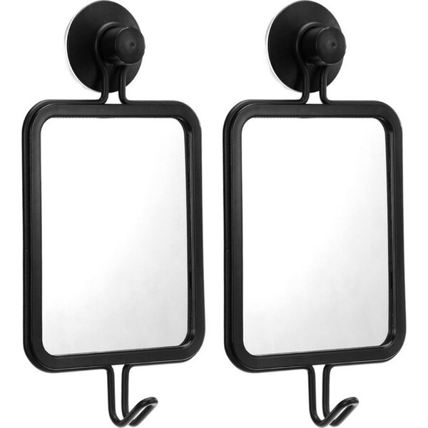 2x Boxsweden 25 x 12.5cm Suction Wall Hanging Mirror w/ Hook Home Decoration BK