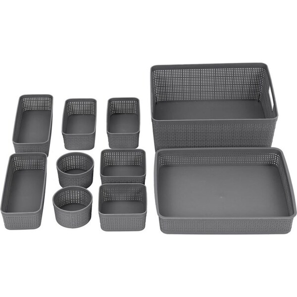 10pc Boxsweden Ivy Weave Basket Home Organisation Set Storage Container Assort.