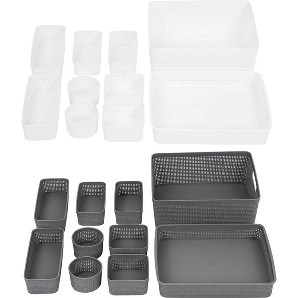 2x 10pc Boxsweden Ivy Weave Basket Home Organisation Set Storage Container Asst