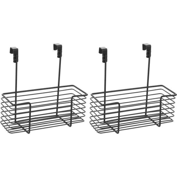 2x Boxsweden 24cm Wire Over Door Caddy Hanging Storage Rack Organiser Medium BLK