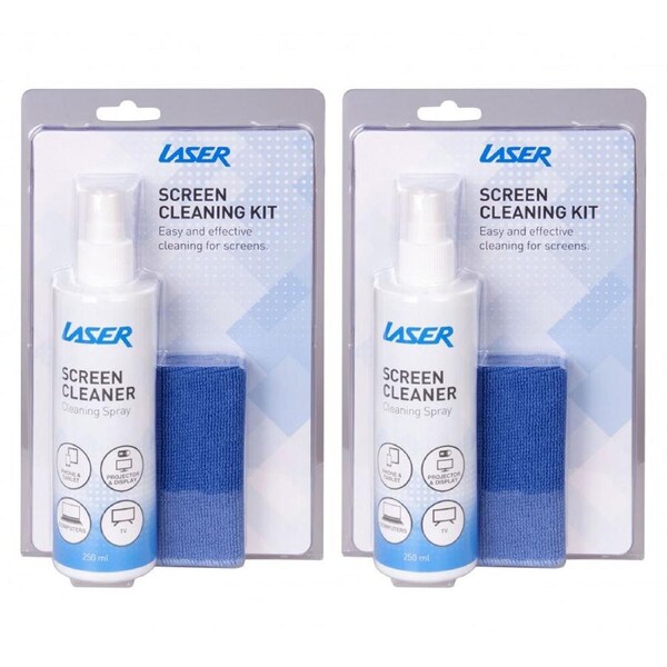 2PK Laser 250ml Screen Cleaning Kit w/Microfibre Cloth for PC/Laptop TV Phone
