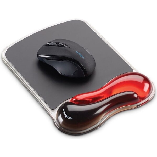 Kensington Duo Soft Gel Pillow Mouse Pad Wrist Rest Support Desk Mat Red/Black