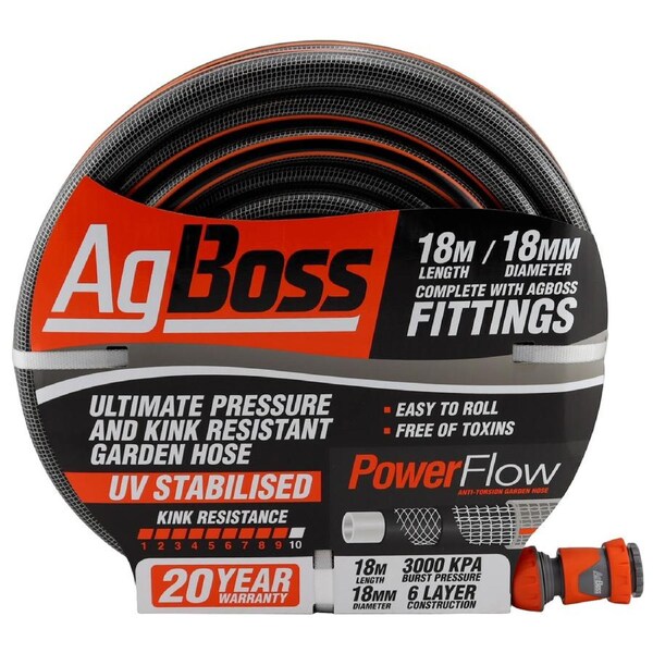 AgBoss 18mm x 18m Garden Hose with Fittings - 160465