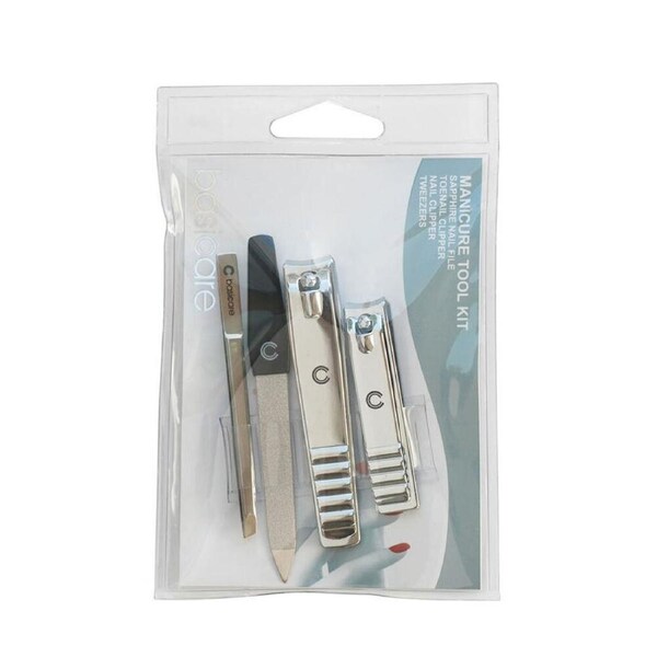 Basicare Stainless Steel Manicure Tool Kit with Clippers Tweezers and Nail File