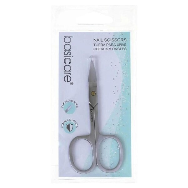 Basicare Stainless Steel Curved Nail Scissors Precision Grooming 3.5 Inch