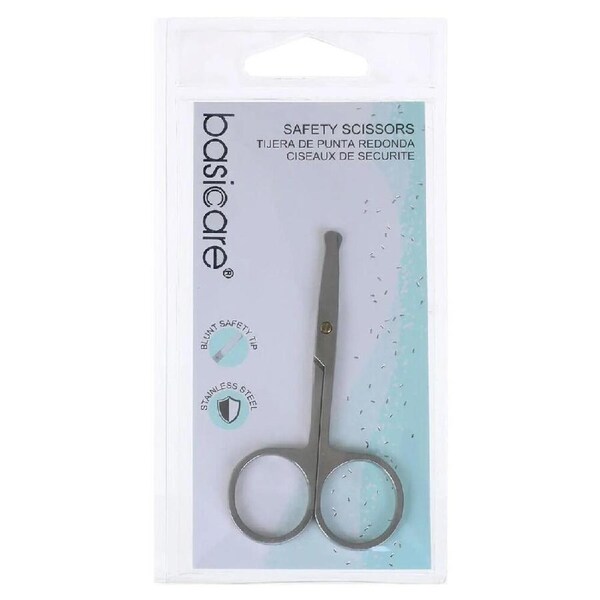 Basicare Toddler Safety Nail Scissors with Stainless Steel Blunt Rounded Tips