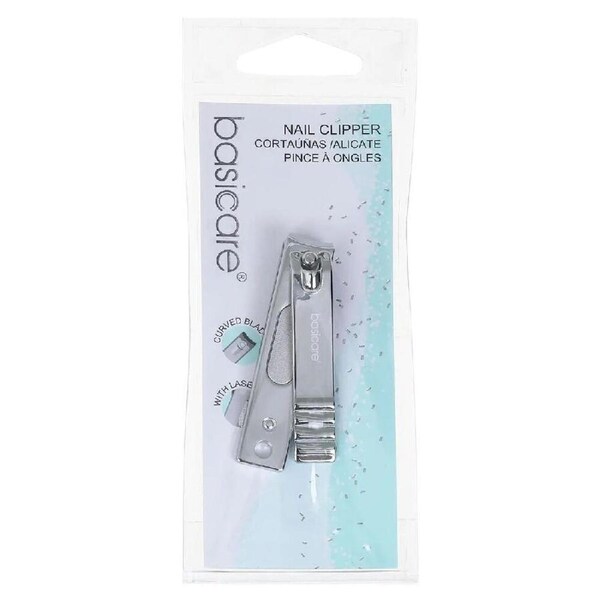 Basicare Stainless Steel Nail Clipper with Contoured Blades and Laser File