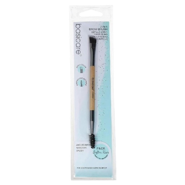 Basicare 2in1 Brow Brush 14cm Eyebrow Comb and Angled Makeup Tool