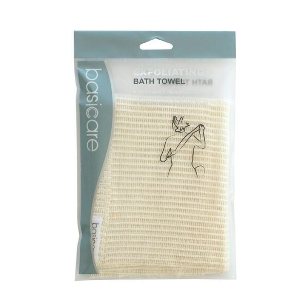 Basicare Exfoliating Bath Towel 30cm x 100cm Deep Cleansing Body Scrubber