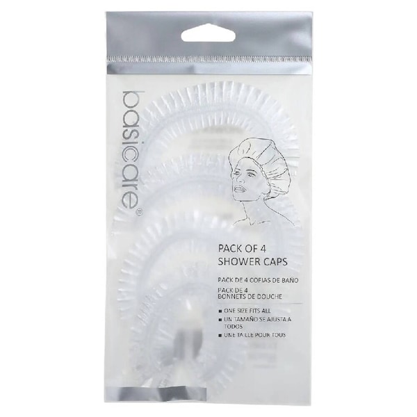 Basicare Shower Cap Adults 4 Pack Reusable Comfortable Waterproof Protection