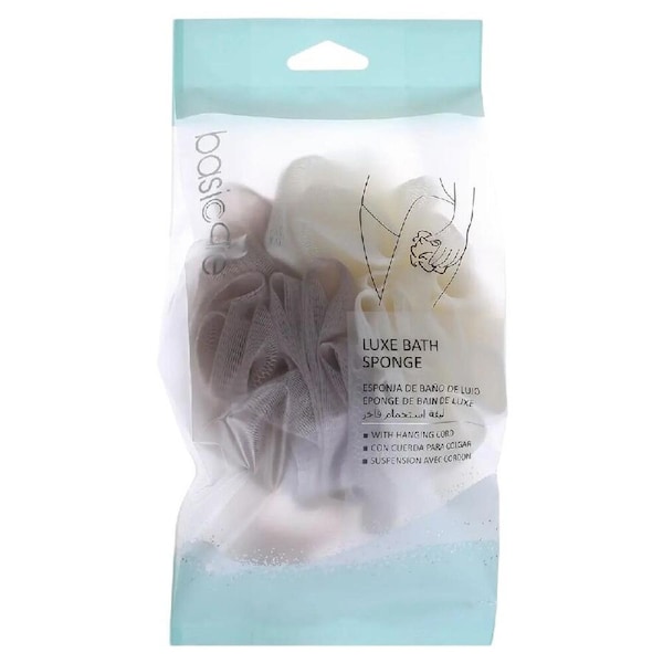 Basicare Luxe Bath Sponge Red with Hanging Cord Gentle Exfoliating Shower Care