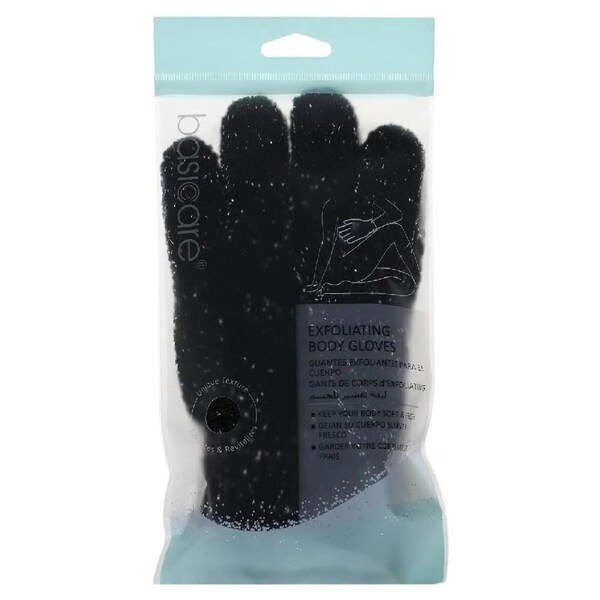 Basicare Exfoliating Body Gloves White with Blue Dots for Smooth Radiant Skin