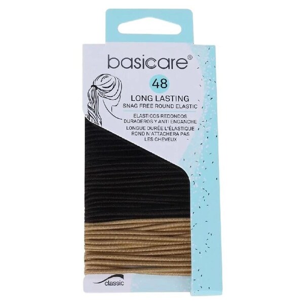 Basicare Multi Color Elastic Hair Bands Pack of 48 2mm Snag Free