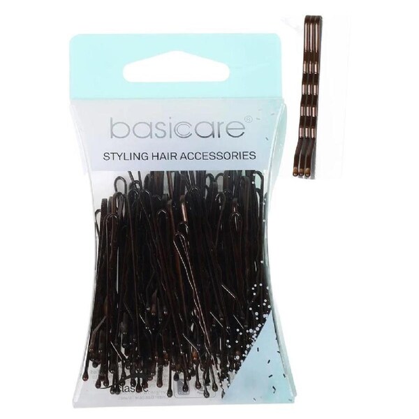 Basicare Brown Bobby Pins 5cm 80 Pack Durable Secure Hair Styling Clips