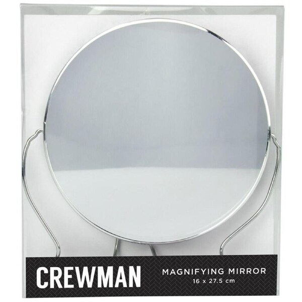 Crewman Mens 2 Sided Shaving Mirror on Stand 145mm Diameter 2x Magnification