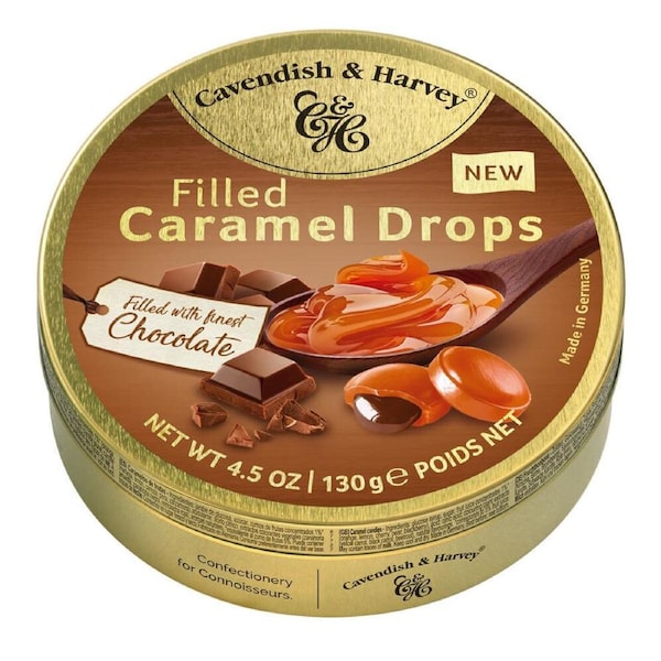 Cavendish & Harvey Caramel With Chocolate Drops 130g Tin Sweets Candy Lollies