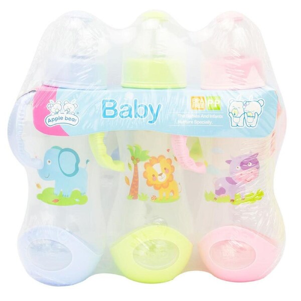 Baby & Me Apple Bear Nursing Bottles 240ml Set of 3 BPA Free Design