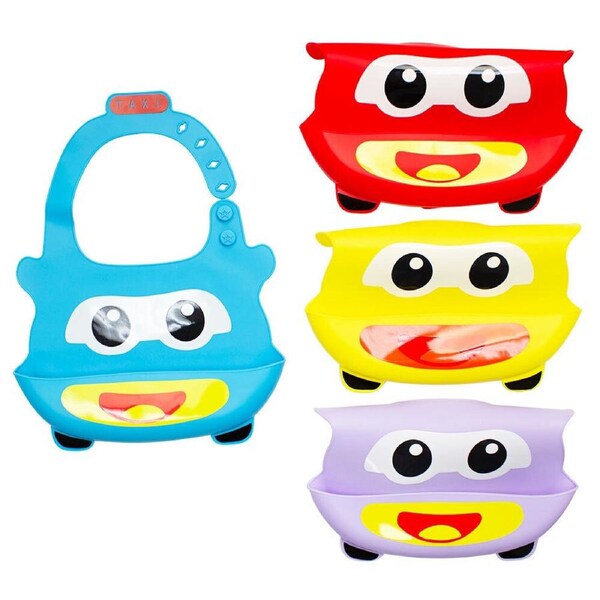 Baby & Me Silicone Bib with Food Catcher Adjustable Apron Assorted Colours