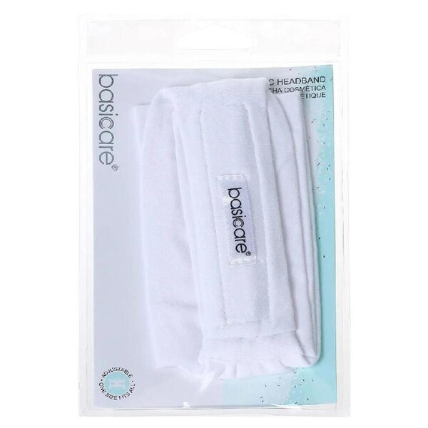 Basicare White Cosmetic Headband Towel for Makeup and Facial Cleansing