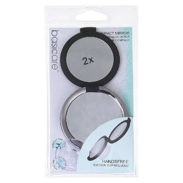 Basicare Duo Magnifying Compact Mirror 2 Sided Portable Folding Cosmetic Mirror