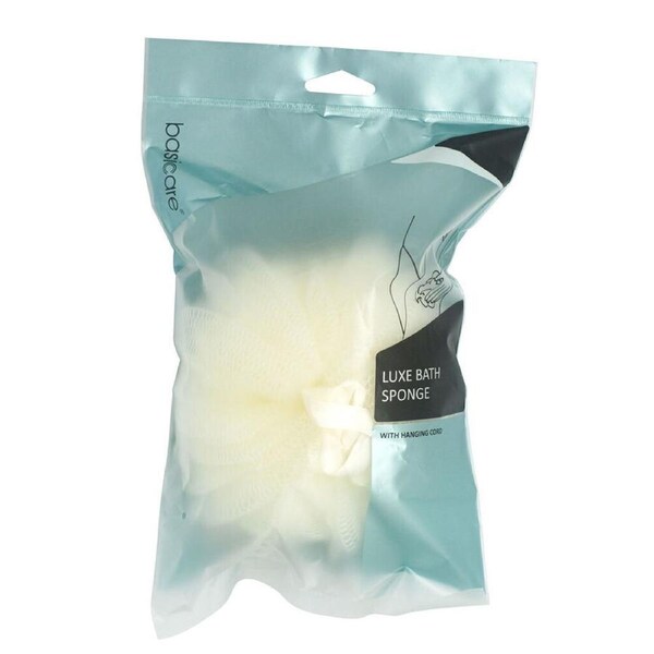 Basicare Luxe Bath Sponge Cream with Hanging Cord Exfoliating Shower Tool