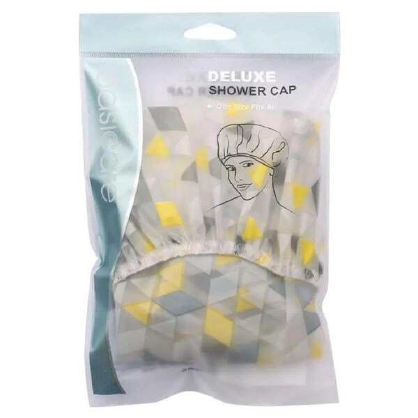 Basicare Deluxe Shower Cap Diamond Pattern Reusable One Size Fits All