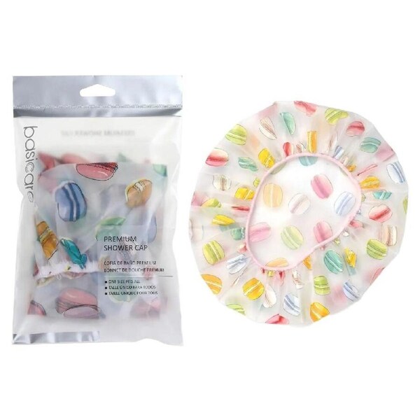 Basicare Deluxe Shower Cap Macaron Reusable Waterproof One Size Fits All