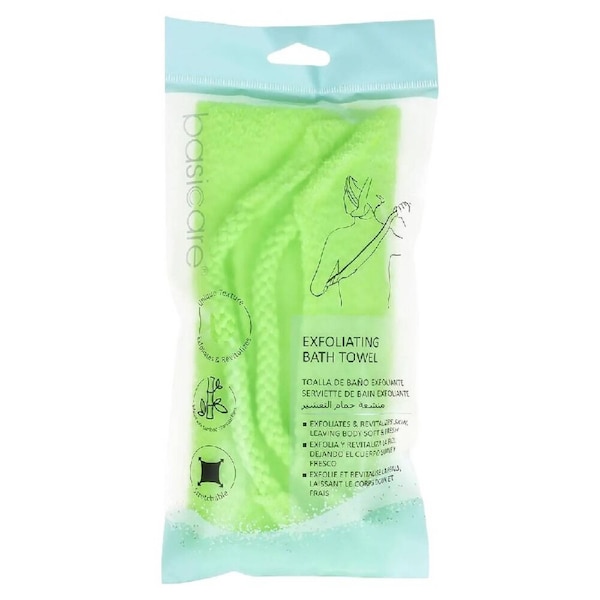 Basicare Exfoliating Bath Towel Yellow Smooth Skin Deep Cleansing