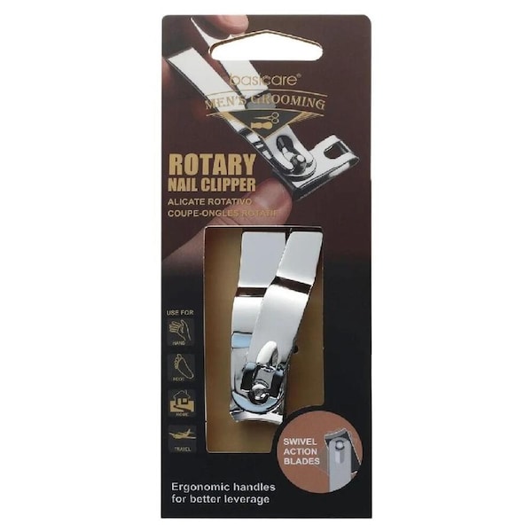 Basicare Mens Rotary Nail Clipper Fingernail and Toenail Grooming Tool