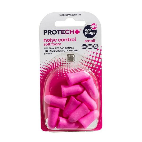 Protech Ear Plugs Noise Control Outdoor Travel Soft Foam Small 5 Pairs
