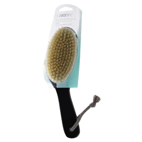 Basicare Wooden Body Brush with Natural Bristles for Exfoliating Skin