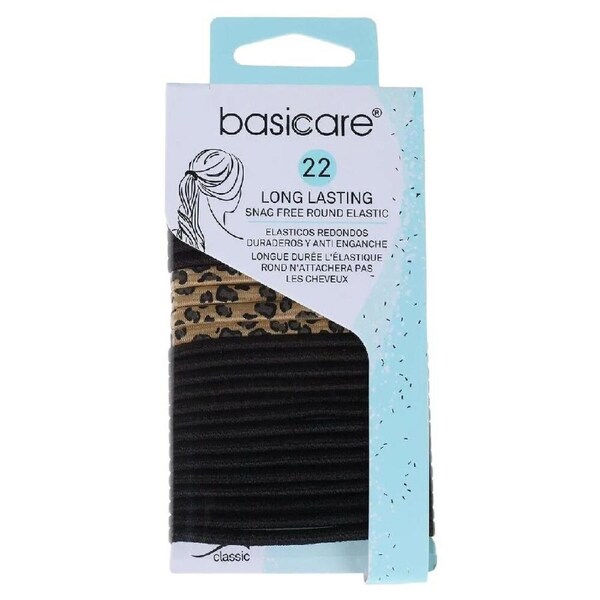 Basicare Round Elastic Hair Ties 22pcs Leopard Design Strong Snag Free