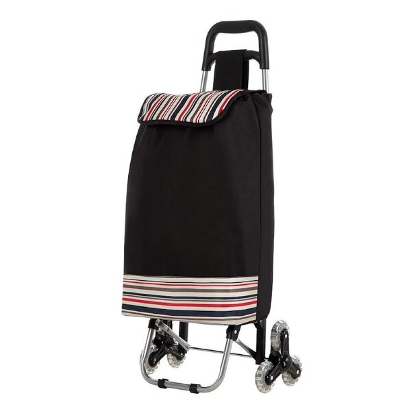Shopping Trolley Foldable Cart Multi Terrain Aluminium Dolly Grocery Waterproof Storage Bag Tri-Wheel Black