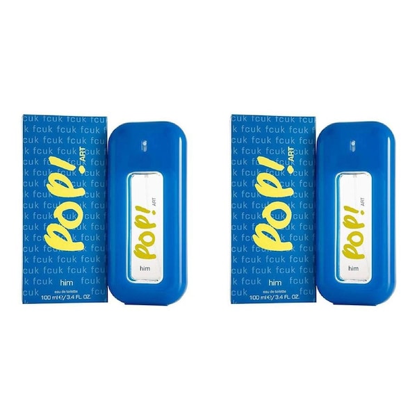 2x FCUK Pop Art 100ml Eau De Toilette/Fragrances/Natural Spray for Him/Men/Guys