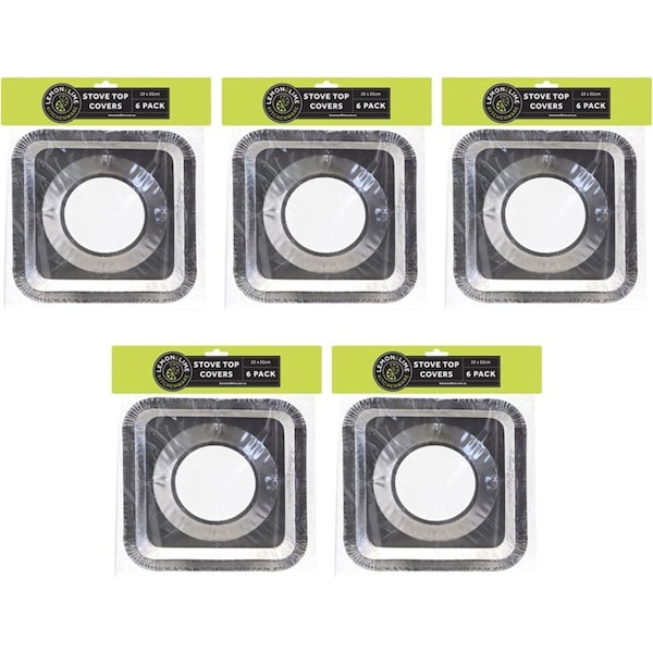 30pc Lemon Lime Aluminium Foil Kitchen Stove Top Covers Dispos. Protector SL