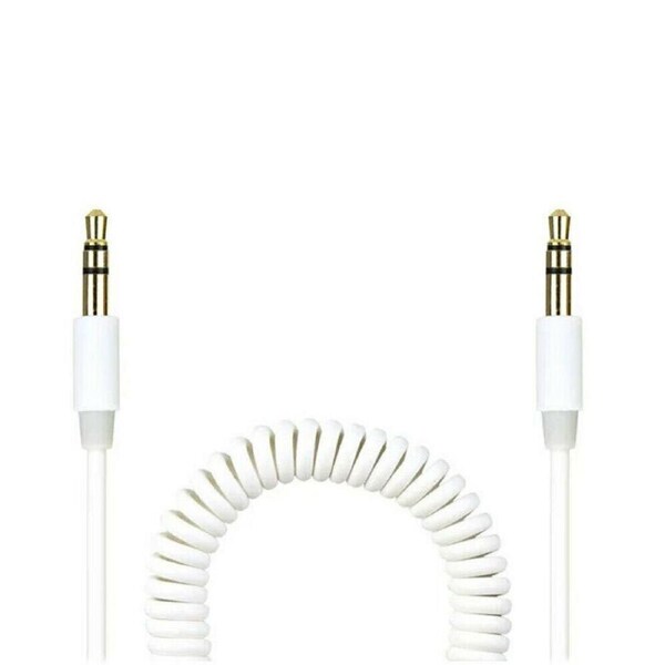 Crest 1.5m Coiled 3.5mm to 3.5mm AUX Male Audio Cable for Speakers/Car White
