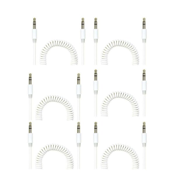 6x Crest 1.5m Coiled 3.5mm to 3.5mm AUX Male Audio Cable for Speakers/Car White