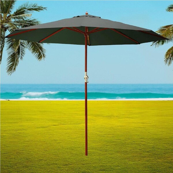 InstaHut 3m Outdoor Umbrella Pole Umbrellas Beach Garden Sun Stand Patio Charcoal