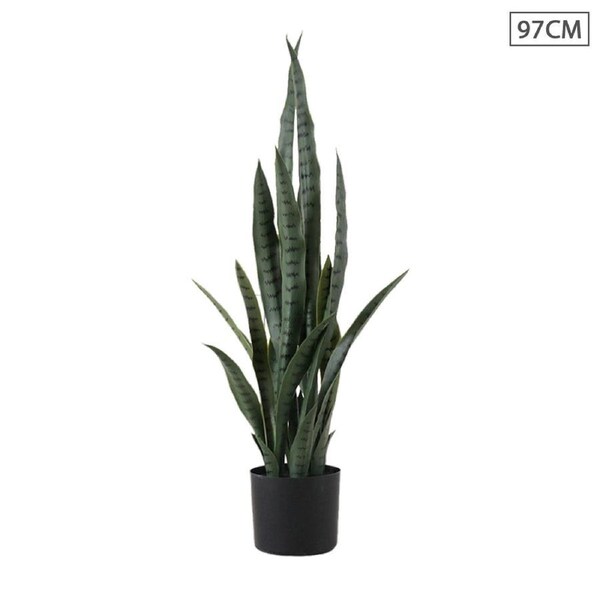 SOGA 97cm Sansevieria Snake Artificial Plants with Black Plastic Planter Greenery, Home Office Decor