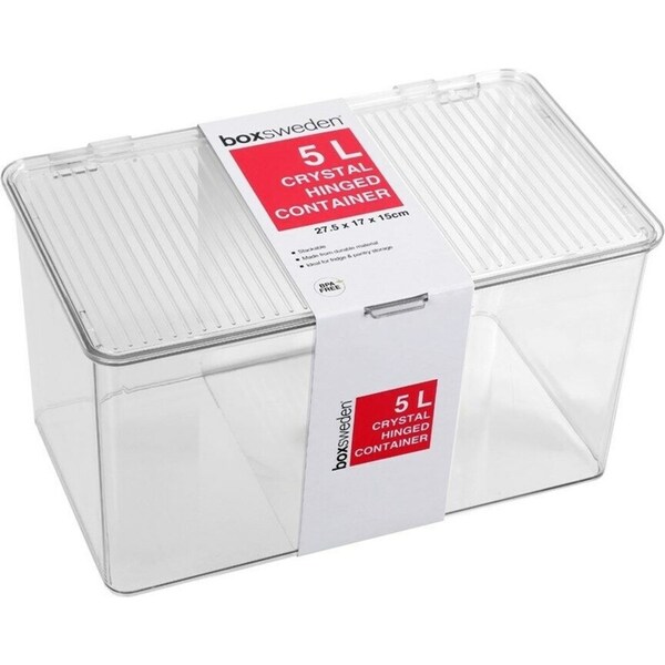 5x Clear Acrylic Storage Box Hinged Lid Case Jewellery Organiser Container L