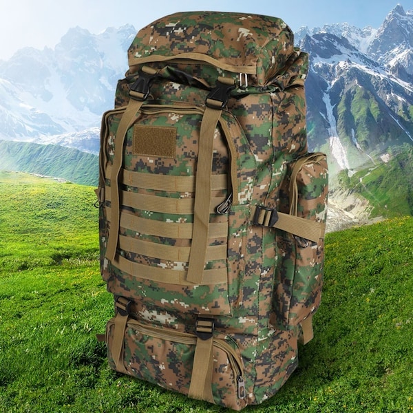 80L Slimbridge Camping & Hiking Backpack Rucksack - Digital Camouflage