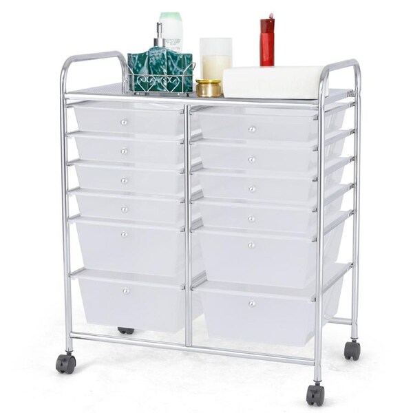 Costway Rolling Storage Trolley Cart Home/Office Organiser Filing Cabinet Tool Box Kitchen Garage Clear