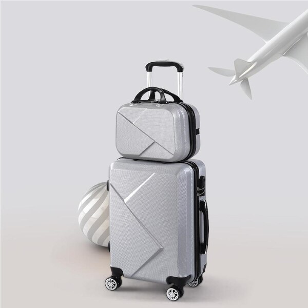 Slimbridge 2Pcs 20" Travel Luggage Set Carry On Suitcase 12" Hand Case Business Grey