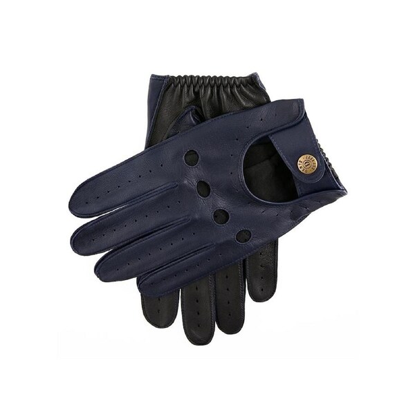 Dents Luxury Waverley Mens Leather Driving Gloves - Royal Blue/Black Large