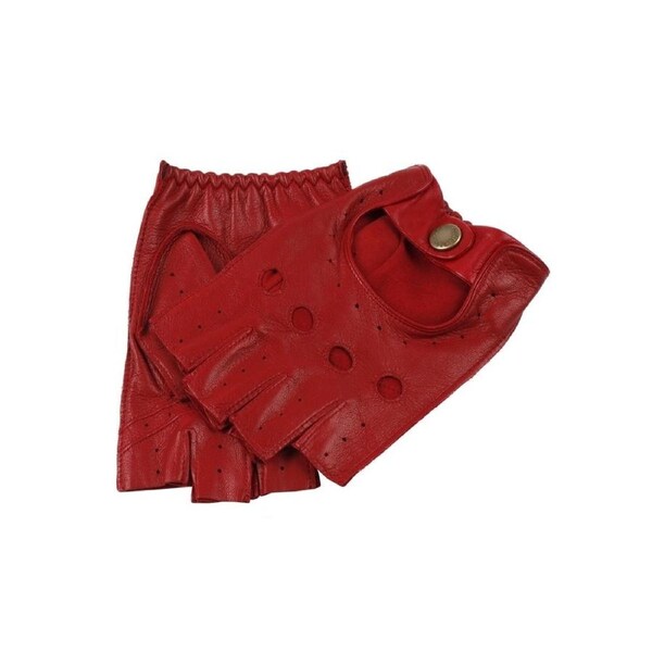 Dents Snetterton Mens Fingerless Leather Driving Gloves - Berry Extra Large