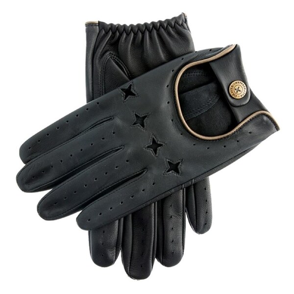 The Suited Racer x Dents Touchscreen Leather Driving Gloves Limited Ed - Black/Gold Large