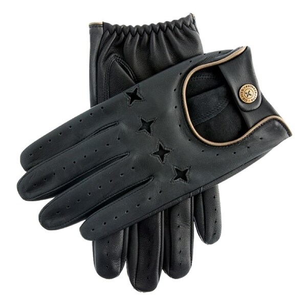 The Suited Racer x Dents Touchscreen Leather Driving Gloves Limited Ed - Black/Gold Extra Large