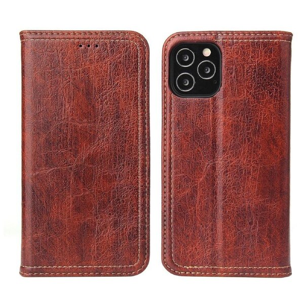 For iPhone 12 Pro/12 Case PU Leather Wallet Protective Cover Kickstand Brown