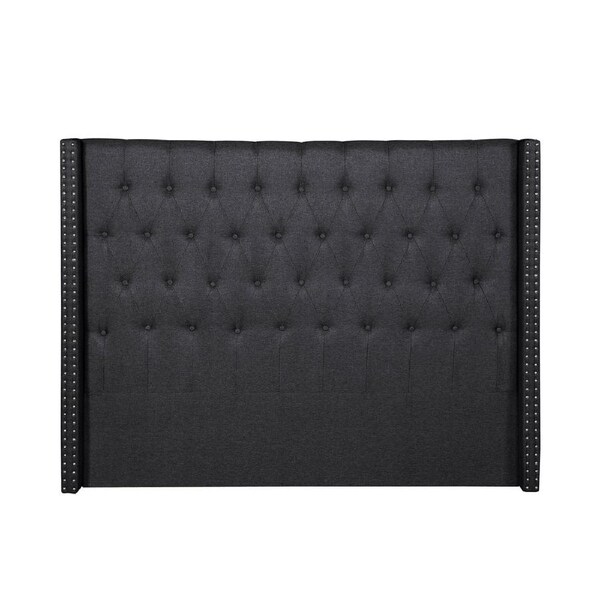 Foret Bed Head Double Size Headboard Bedhead Frame Base Stud Tufted Fabric Black