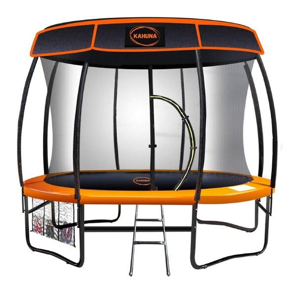 12ft Trampoline Free Safety Net Spring Pad Roof Mat Ladder - Orange